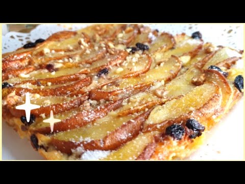 receta de peras con salsa de fresa