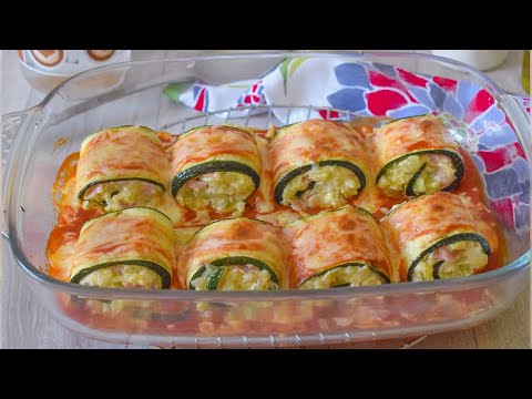 Receta de rollitos de calabacín rellenos de jamón y queso
