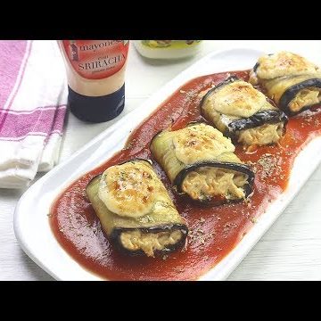 Receta de rollitos de espinaca con pollo y berenjena