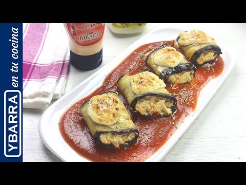 Receta de rollitos de espinaca con pollo y berenjena