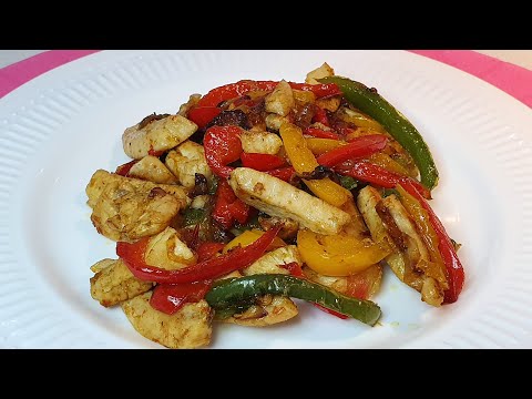 receta de pechuga de pollo a la plancha con pimientos verdes fritos