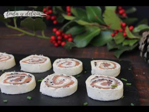 Receta de rollitos de salmon ahumado con queso y gambas