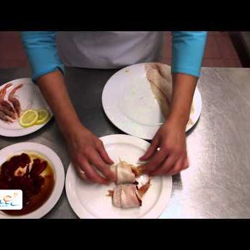 Receta de rollitos de lenguado jamón y gambas