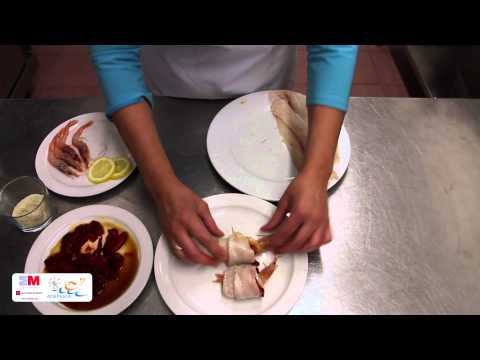 Receta de rollitos de lenguado jamón y gambas
