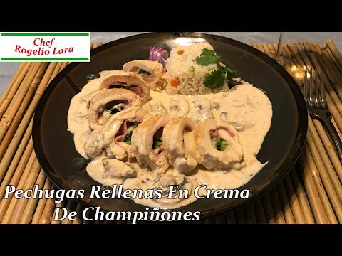 receta de pechuga rellena en salsa de champiñones