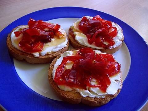 receta de pimientos caramelizados con queso