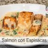Receta de salmón con salsa de espinacas