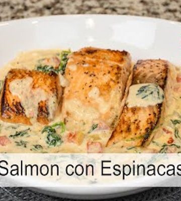 Receta de salmón con salsa de espinacas