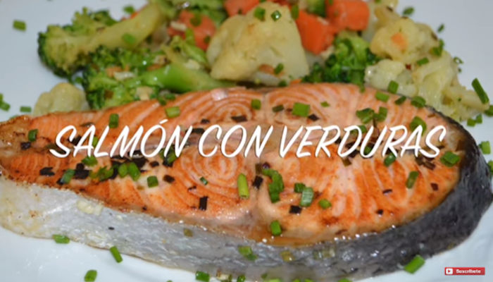 Receta de salmon con vegetales