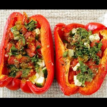 receta de pimiento rojo relleno vegetariano