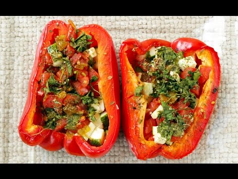 receta de pimiento rojo relleno vegetariano