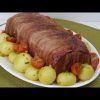 Receta de rollo de carne picada envuelto en bacon