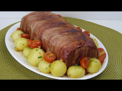 Receta de rollo de carne picada envuelto en bacon
