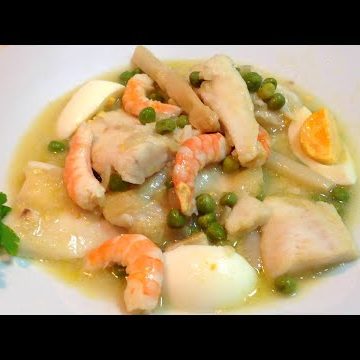 receta de pescado con espárragos y gambas