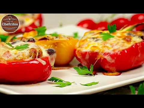 receta de pimientos rellenos de pollo y pico de gallo